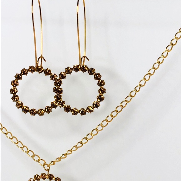 Brown Swarovski Matching Necklace and Earring Set - Picture 3 of 6